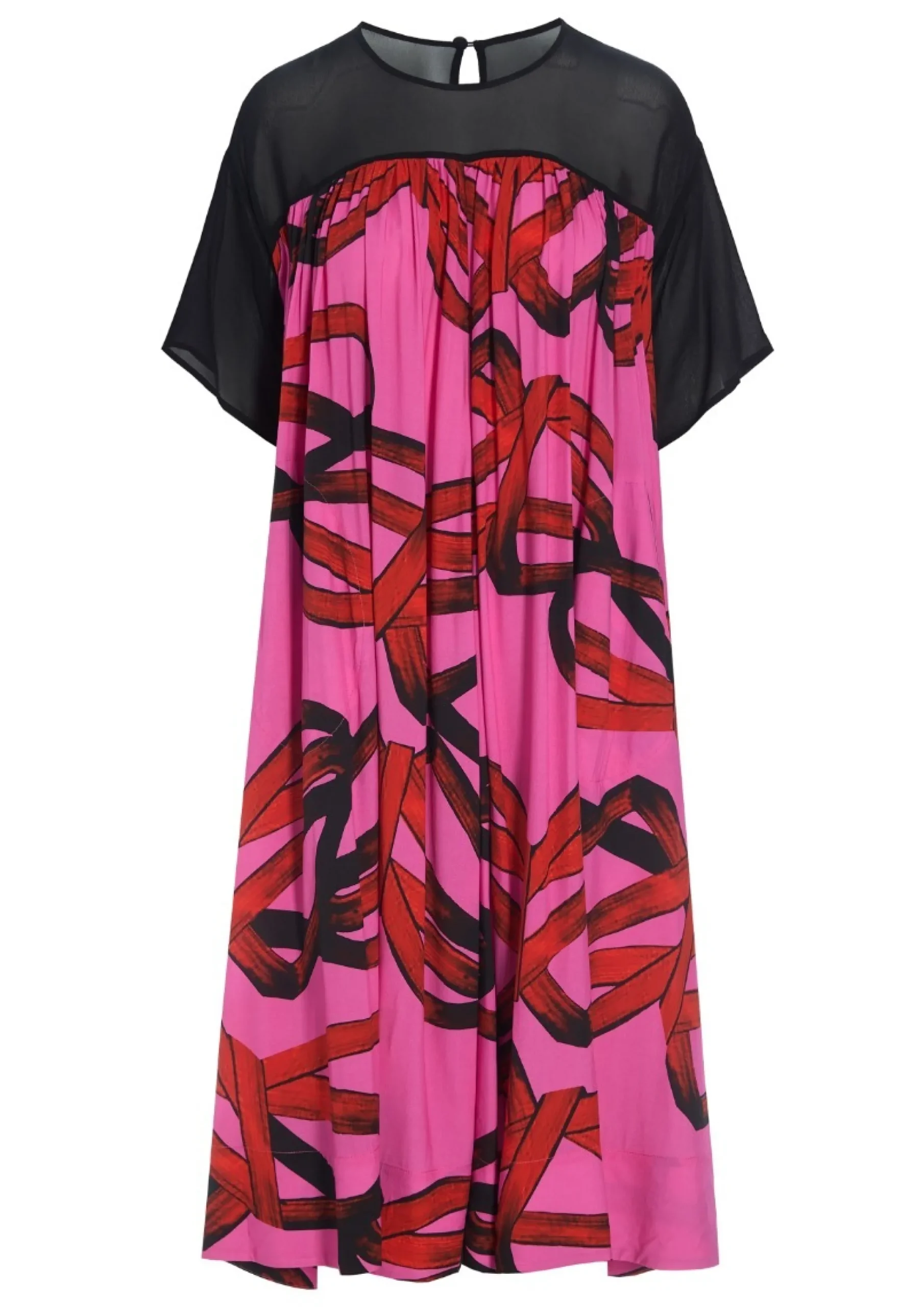 Black fan & red ribbon FSC kjole