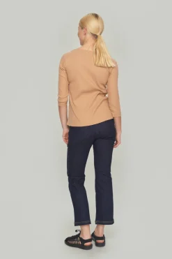 Globe rib bluse med 3/4 ærme