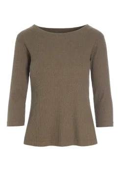 Globe rib bluse med 3/4 ærme