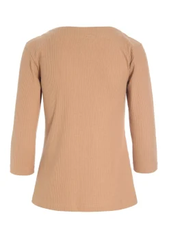 Globe rib bluse med 3/4 ærme