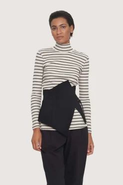 Globe stripe højhalset bluse