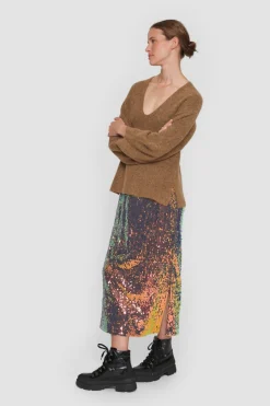 Oiled sequin nederdel