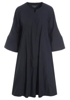 Paper poplin kjole med vide ærmer