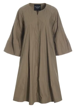 Paper poplin kjole med vide ærmer