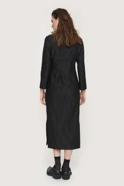 Pinstripe jersey lang kjole