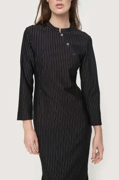 Pinstripe jersey lang kjole