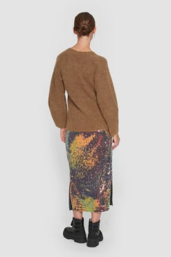 Oiled sequin nederdel